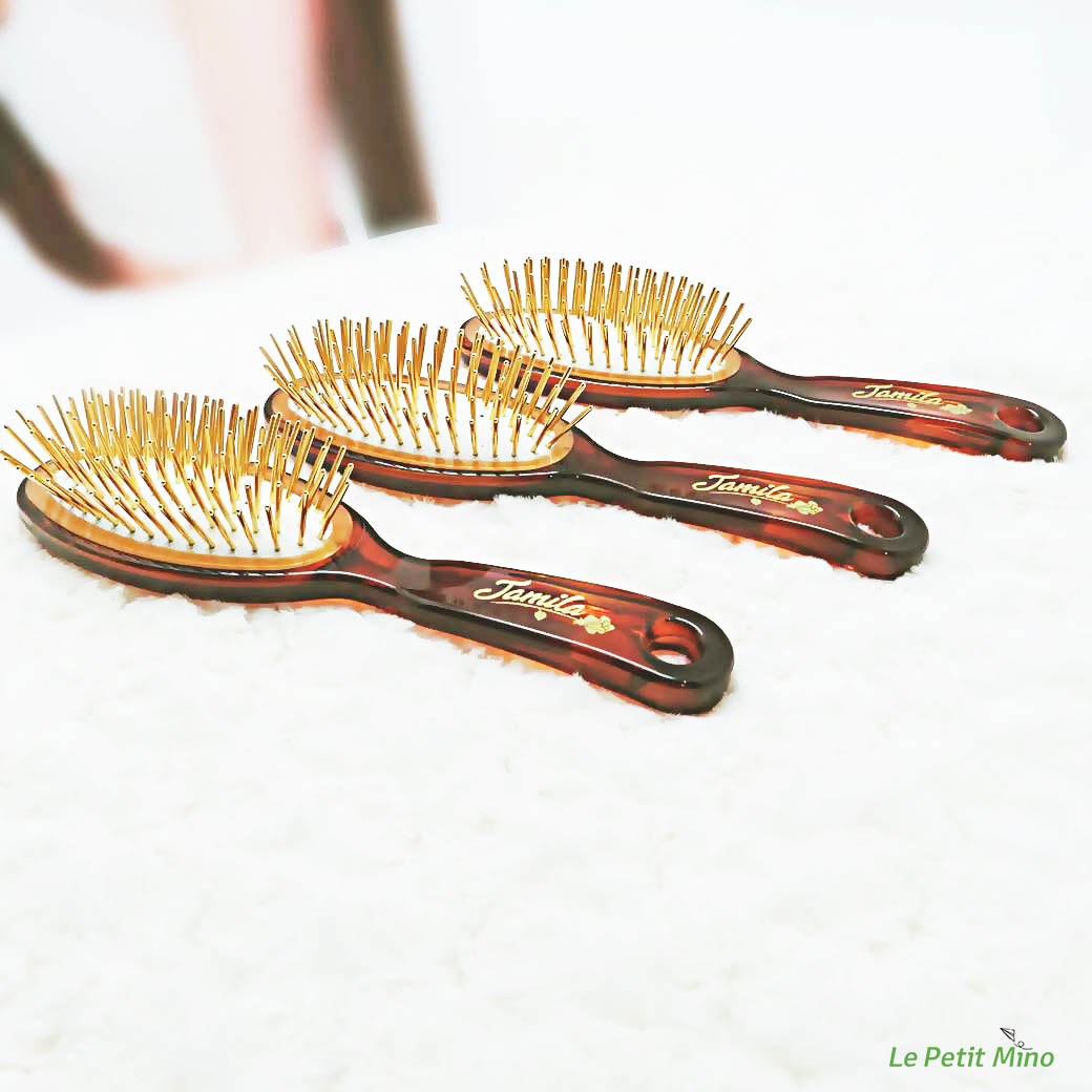 3 Sets Double Thickness 24K Gold plated Pins Hair Brush Velvet Pouch